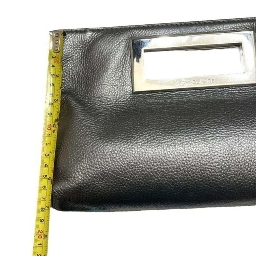 Michael kors silver leather evening party clutch bag